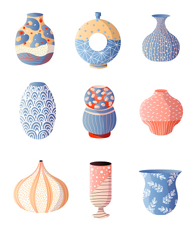 Set of colorful modern vase for home interior design
