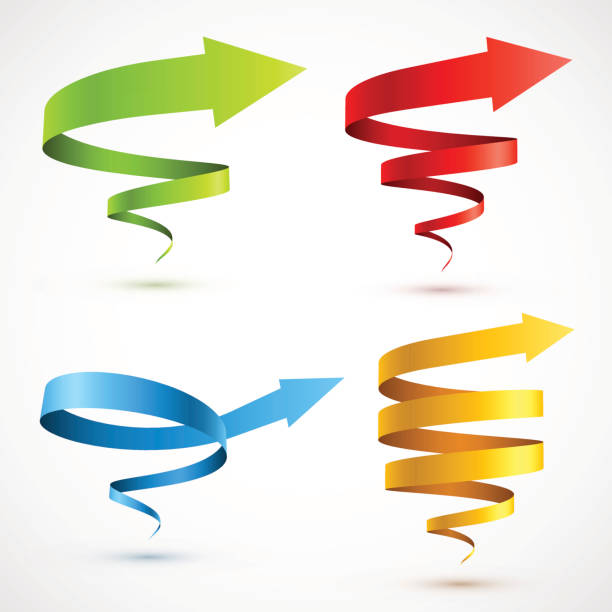 Set of colorful spiral arrows This illustration is AI 10 EPS vector with transparency. High resolution JPEG file included (5000 x 5000 pixels) spiral stock illustrations