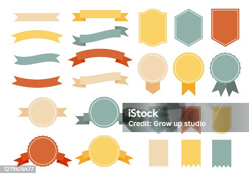 istock set of colorful vintage ribbons with badges. banners and price tag isolated on white background. vector illustration. 1279676477