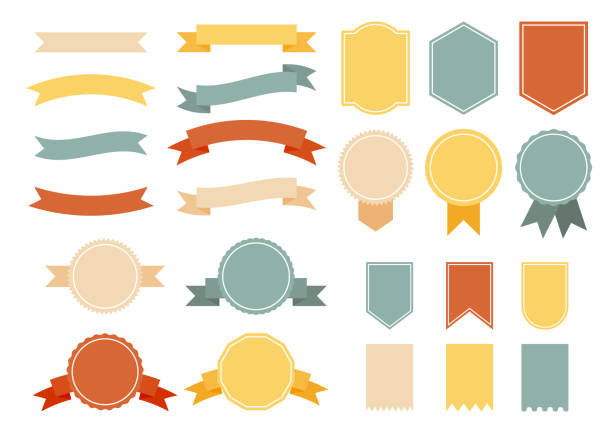 set of colorful vintage ribbons with badges. banners and price tag isolated on white background. vector illustration. set of colorful vintage ribbons with badges. banners and price tag isolated on white background. vector illustration. badge illustrations stock illustrations