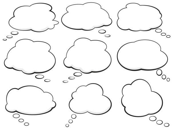 set of comic speech bubbles and thought balloons set of comic speech bubbles and thought balloons vector illustration thought bubble stock illustrations