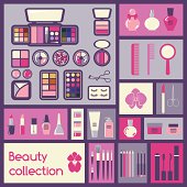 Set of cosmetics icons. Makeup vector illustration