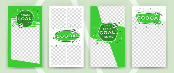 Set of cover layouts, geometric templates with space on photo and with icon football, soccer ball. Vector Illustration. Soccer motifs. Design can be used for a website, mobile application, presentation, corporate identity design, wherever you decide that you need is. Looks good, high quality It is easy to modify. soccer borders stock illustrations