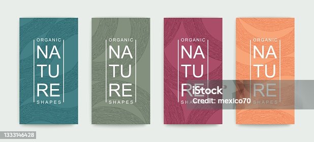 istock Set of covers with pattern of organic lines and shapes. Natural hand painted linear design. Minimalistic trendy style. Vector graphics 1333146428