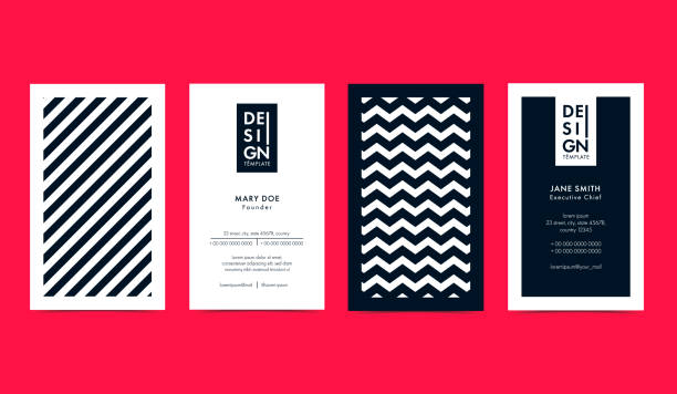 Set of creative B&W Business Card Layouts with geometric elements. Vector graphic. Set of creative B&W Business Card Layouts with geometric elements. Vector graphic. business card design stock illustrations