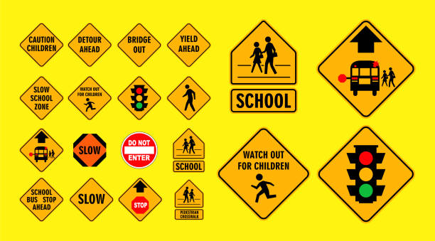 School bus symbol safety sign 