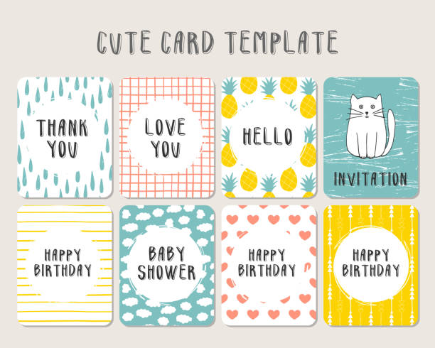 Set of cute baby card template Set of cute baby card template thank you kids stock illustrations