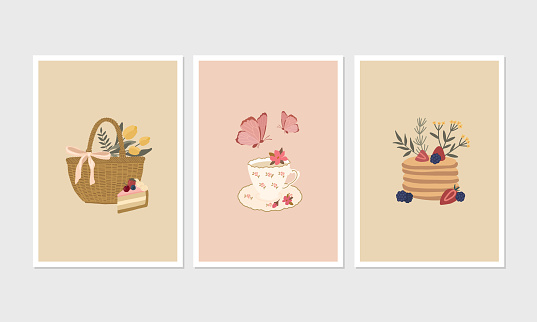Set of cute colorful posters or greeting cards.
