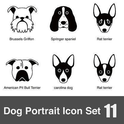 set of cute dog head icons, vector illustration