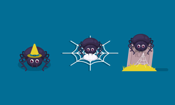 Set of cute yet spooky spider Halloween mascot design illustration Set of cute yet spooky spider Halloween mascot design illustration cute spider stock illustrations