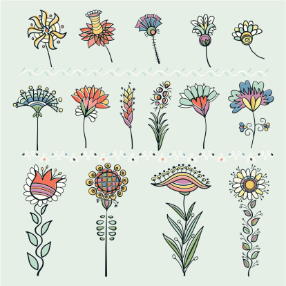 Set of Decorative Floral Elements