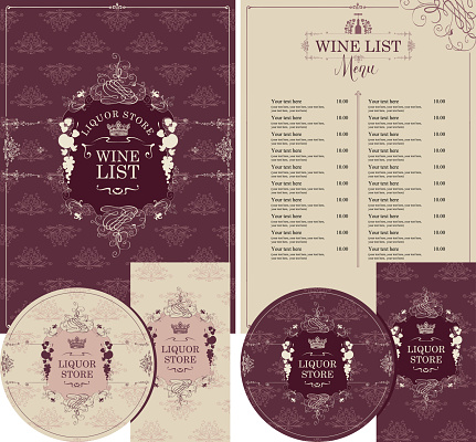 set of design elements for liquor store with crown