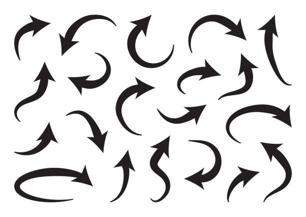 Set of different curve arrows, black collection. Vector Set of different curve arrows, black collection. Vector illustration bending stock illustrations