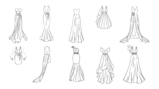 Drawing Of A Prom Dress Sketch Illustrations, Royalty-Free Vector ...