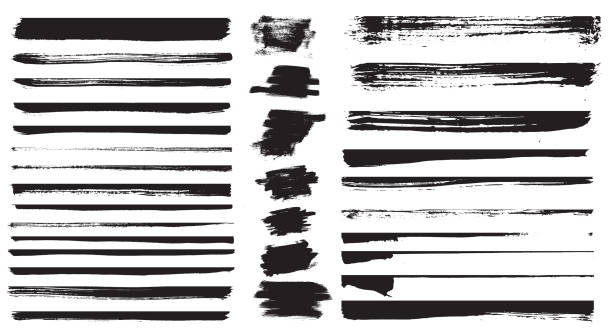 Set of different grunge brush strokes. Set of grunge dividers. Set of different grunge brush strokes. Vector illustration. Set of grunge dividers. at the edge of stock illustrations