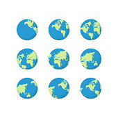 Set of Different Planet Earth Globes Isolated on White Background Illustration Vector