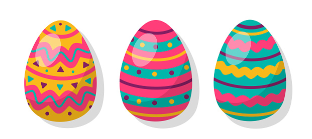 ✓ Imagen de Cestas de Pascua con huevos y dibujos animados vectoriales de  paja aislados sobre un fondo blanco. Fotografía de Stock