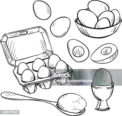 istock Set of eggs drawings. Hand drawn. Vector illustration. 538279427