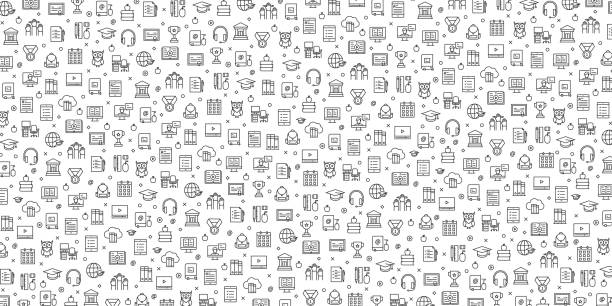 Set of E-Learning Icons Vector Pattern Design Set of E-Learning Icons Vector Pattern Design icon backgrounds stock illustrations