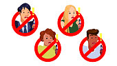A Set of Electric Cigarette Icons smoking and non smoking sign