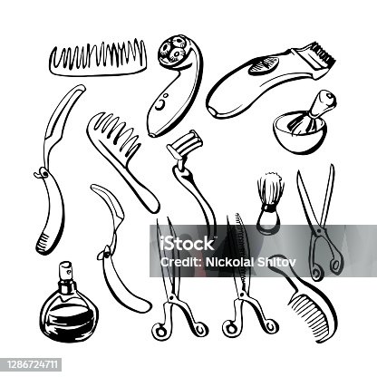 https tr vectorhq com istock set barbershop drawing with chalk 375929