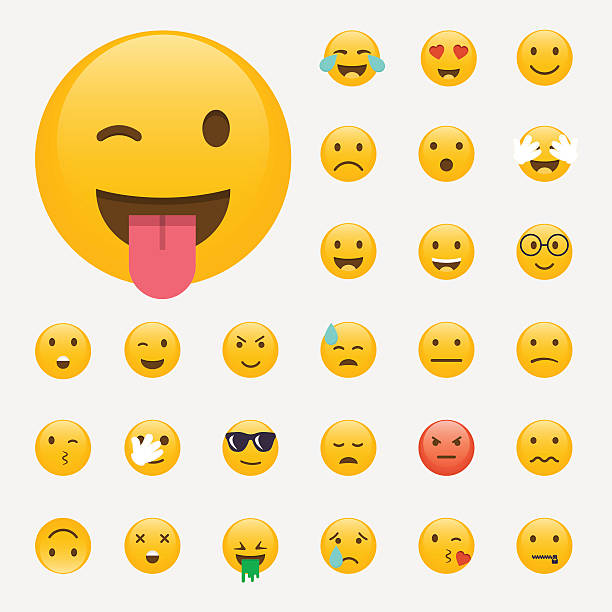 Set of Emoticons. Emoji flat design, avatar design. Vector illus Set of Emoticons. Emoji flat design, avatar design. Vector illustration isolated on white background. emoticon illustrations stock illustrations