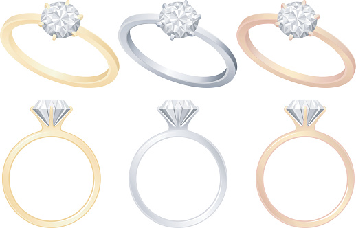 Set of engagement rings in different tones