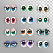 A set of funny eyes on a transparent background