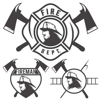 Set of fire department emblems and badges
