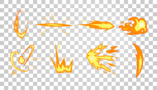 A set of fire effects. Fire effects on png background