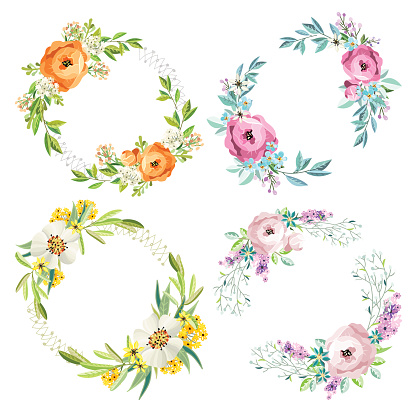 set of floral wreathes