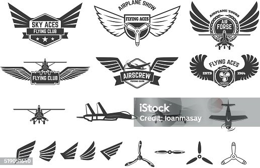 istock Set of flying club labels and emblems 519051640