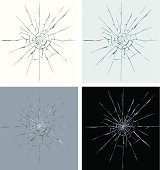 istock Set of four different colors of cracked screen graphic 165962449