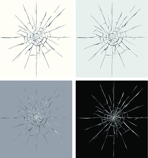 Set of four different colors of cracked screen graphic Vector Cracked cracked stock illustrations