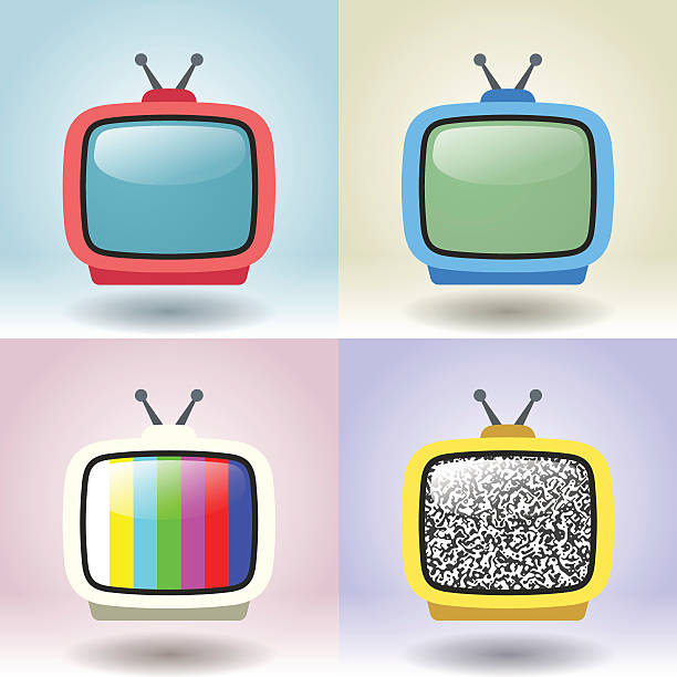 06 Set Of Four Retro Television File included: 90s television set stock illustrations