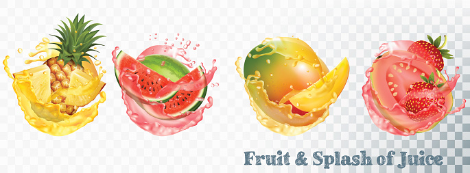 Set of fruit juice splash .
