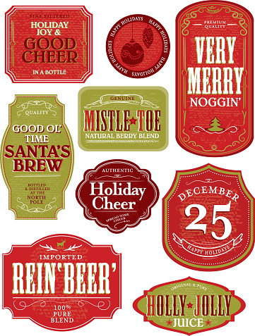 Set of funny Holiday or Christmas themed labels