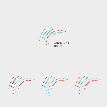 set of gradient curve dots icon