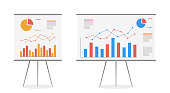 istock Set of graphs on the whiteboard vector cartoon. Statistics data analysis business, vector. 1202062035
