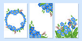 istock set of greeting card with blue forget-me-not flowers.  vector illustration 1394270083
