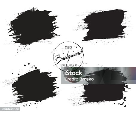 istock Set of grunge banners with stains, splashes and drops of ink 656634576