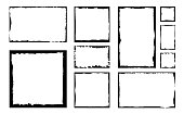 Set of grunge square frames. Empty border background. Hand draws black and white ink. Distress damaged edge vintage template.