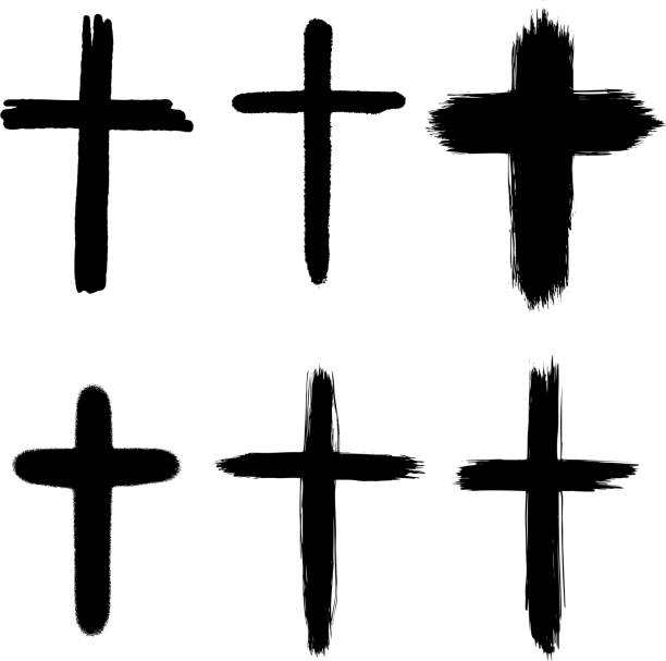Set of hand drawn grunge crosses. religious sign. Vector design elements Set of hand drawn grunge crosses. religious sign. Vector design elements religious cross stock illustrations