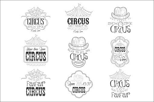 Ilustracion De Conjunto De Dibujos A Mano Monochrome Circus Show Promocion Signos En Estilo De Dibujo Lapiz Con Texto Caligrafico Y Marcos Vintage Detallados Y Mas Vectores Libres De Derechos De Acontecimiento,Hoodie Anime Jacket Drawing