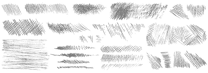 Set of hand drawn pencil strokes. Set of various shapes isolated on white background. Vector illustration.