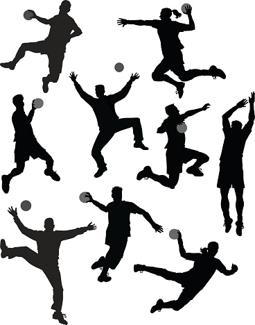 Set of Handball Players Silhouetes