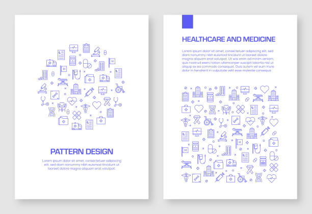 Set di icone sanitarie e mediche Progettazione di modelli vettoriali per brochure, relazione annuale, copertina del libro.