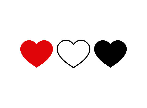 kalp simgesi kümesi. canlı yayın video, sohbet, seviyor. sosyal medya simgesi kalp şekli. sosyal medya için thumbs up. vektör eps10 - hearts stock illustrations