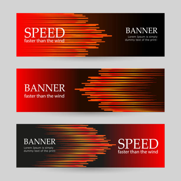 Set of horizontal dark red banners with glowing stripes. Abstract vector background. Set of horizontal dark red banners with glowing stripes. Universal template with empty place for text. Abstract vector background. Design layout for your web projects. speed borders stock illustrations