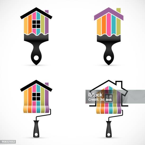 set of house renovation icons painting services icons vector